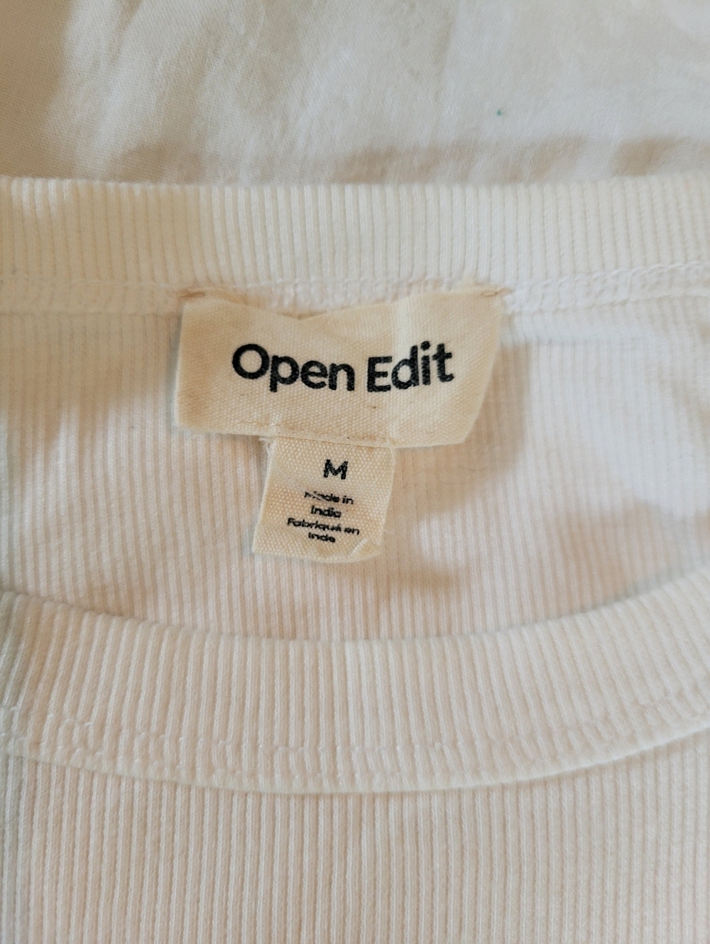 Open Edit Medium white Ribbed Crop Racerback Tank Top - Picture 3 of 7